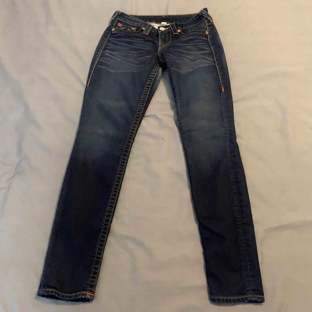 True Religion Jeans Womens‎ 28 Blue Low Rise Legging Jegging Medium Wash Denim